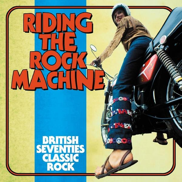 Albumcover: Riding the Rock Machine, mit einer Person auf einem Motorrad.