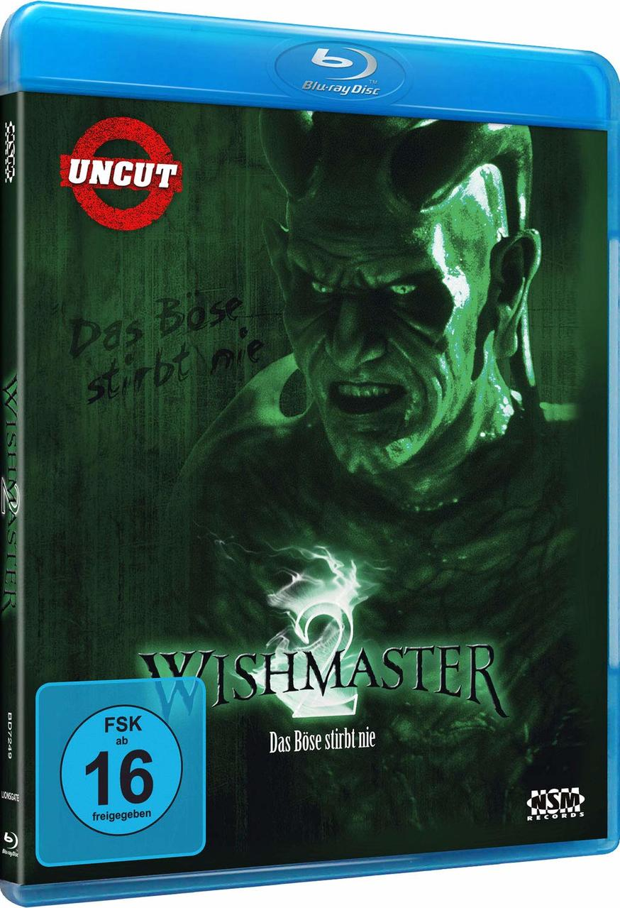 Cover der Wishmaster 2 Blu-ray-Disc mit grünem Monstergesicht.