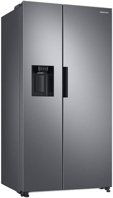 Side-by-Side Edelstahl Samsung Kühlschrank mit Wasserspender.