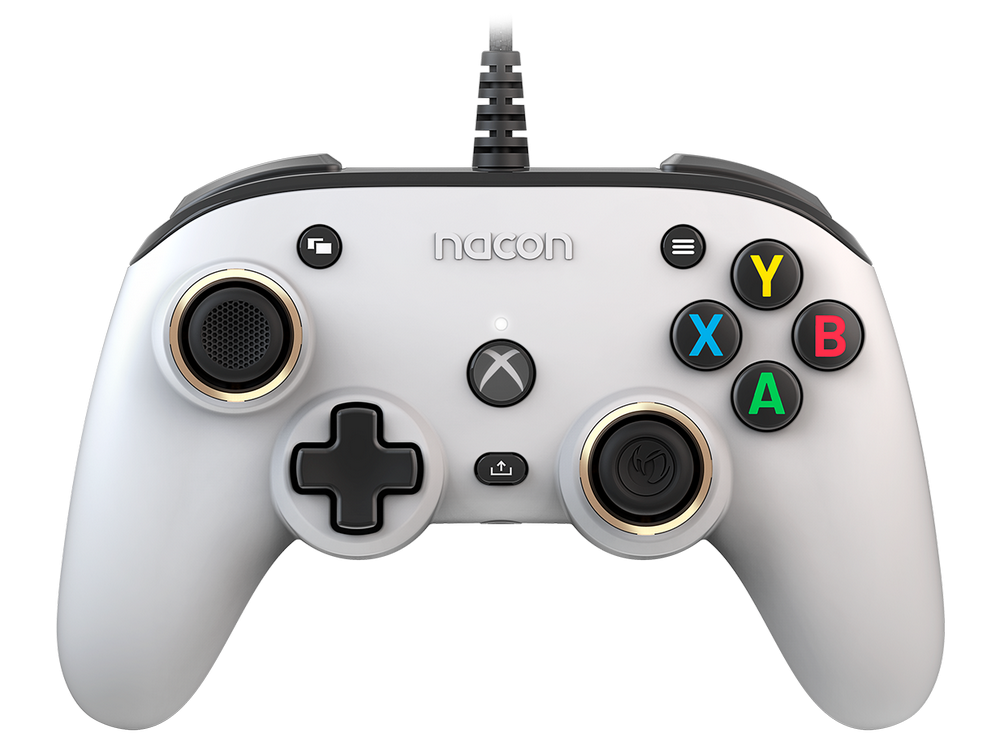 Mando - Nacon Pro Compact, Compatible con Xbox Series/Xbox One/PC, Cable, 3 m, Retroiluminación, Blanco