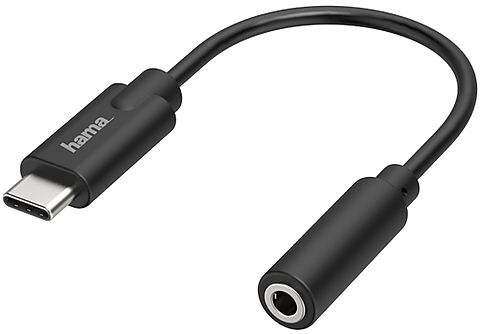 Cable audio  Hama 00205282, Enchufe USB-C, Puerto Jack de 3.5 mm, Negro