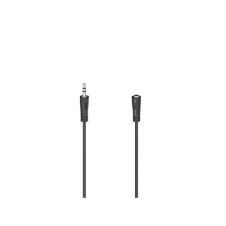 Cable audio - Hama 00205121, 5 m, Puerto Jack 3.5 mm, Enchufe Jack 3.5 mm, Extensión, Negro