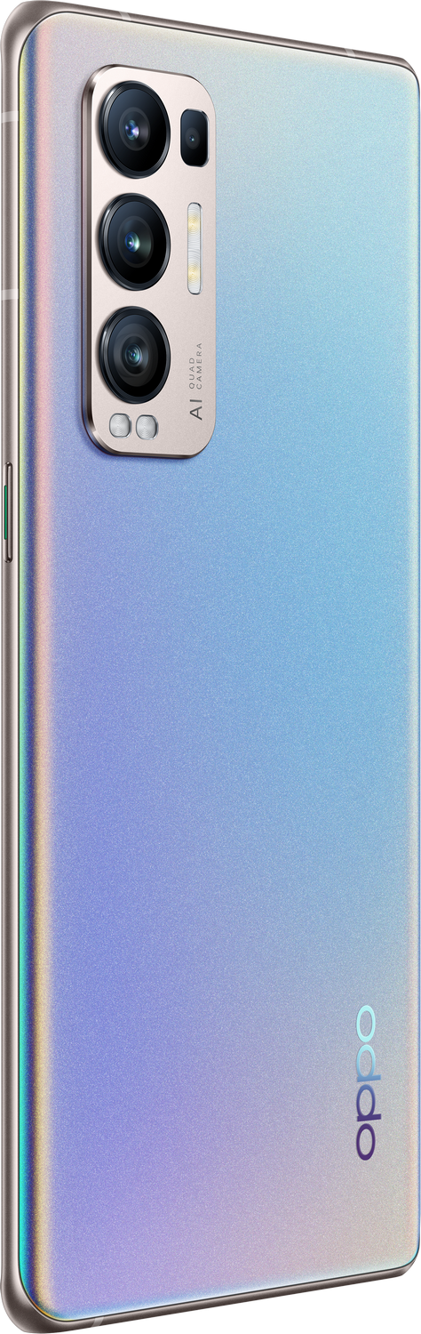 Un smartphone con múltiples cámaras. La parte trasera es un gradiente de azul y morado.