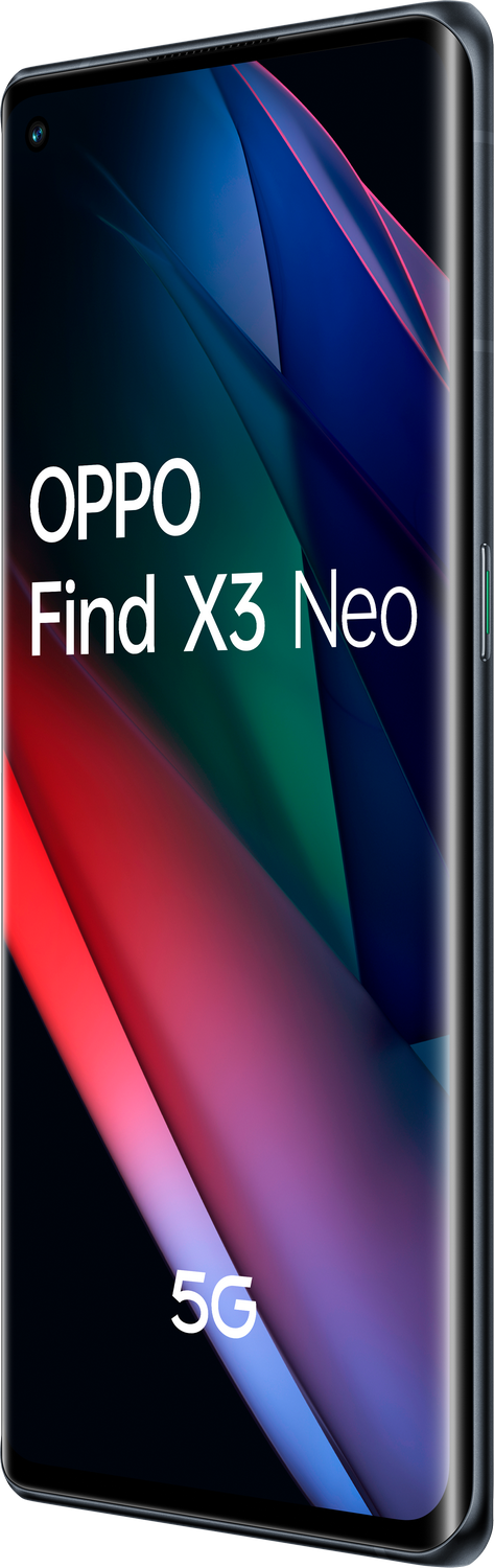 Un smartphone muestra 'OPPO Find X3 Neo' y '5G'.