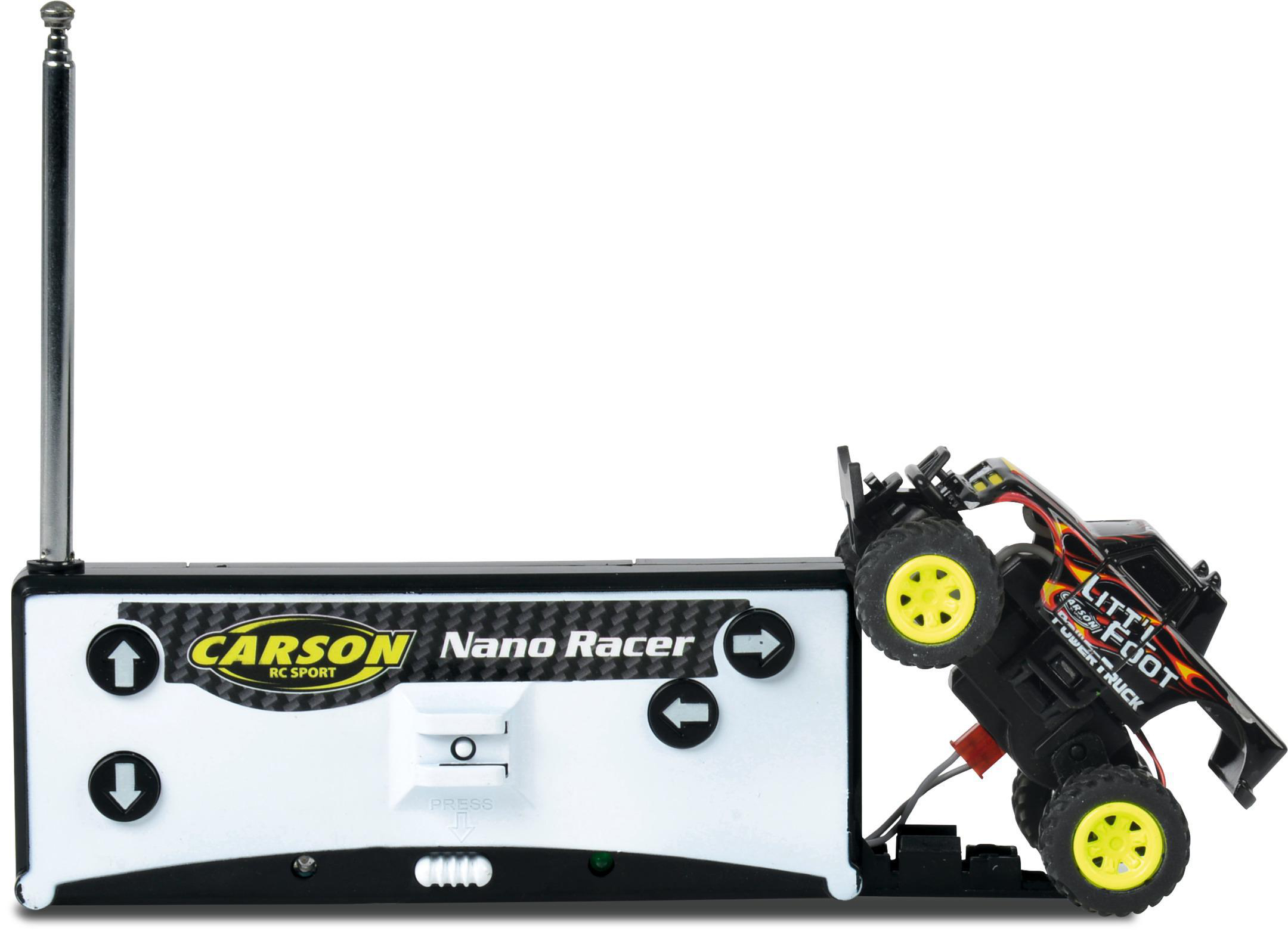 CARSON 1:60 NanoRacer Litt'l Foot 27MHz 100%RTR ferngesteuertes Spielfahrzeug, Schwarz