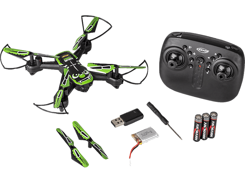 X4 2.0 Quadcopter ferngesteuerte Grün Drohne, CARSON 100% Spider RTF Toxic