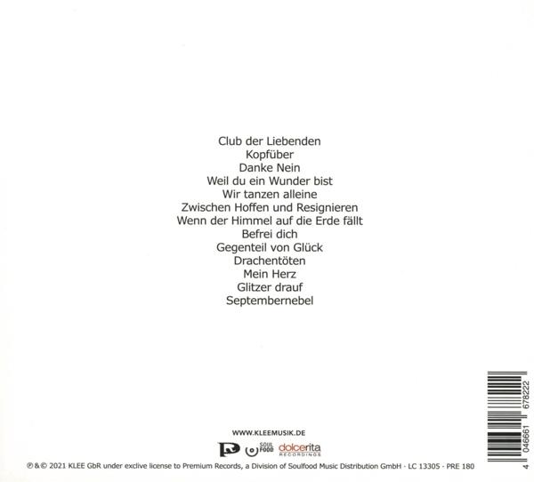 Rückseite einer CD mit deutschen Songtiteln und den Namen der Labels.