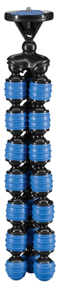 A black and blue flexible tripod.