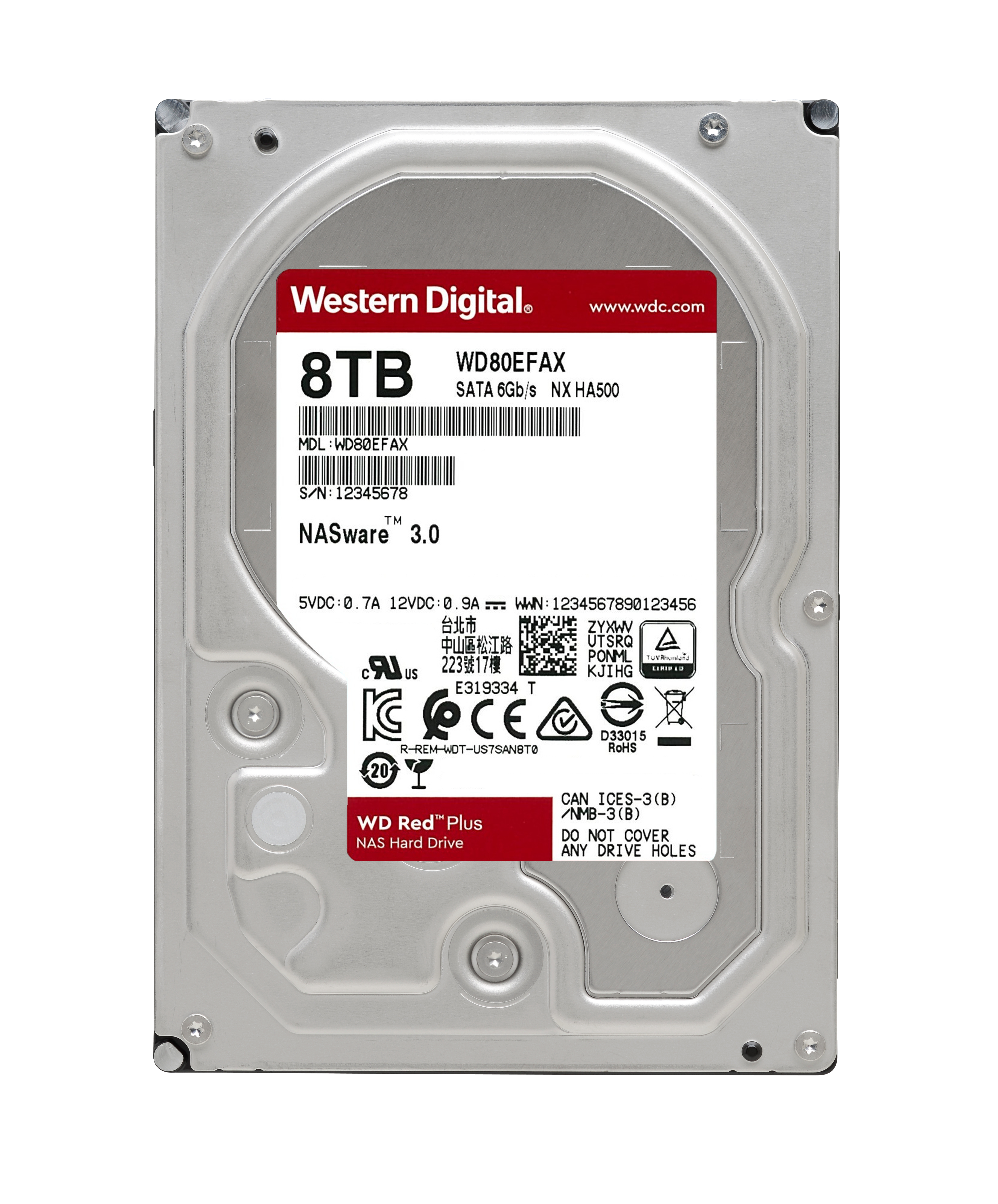 WD Red™ Plus Festplatte Bulk, 8 TB HDD SATA 6 Gbps, 3,5 Zoll, intern