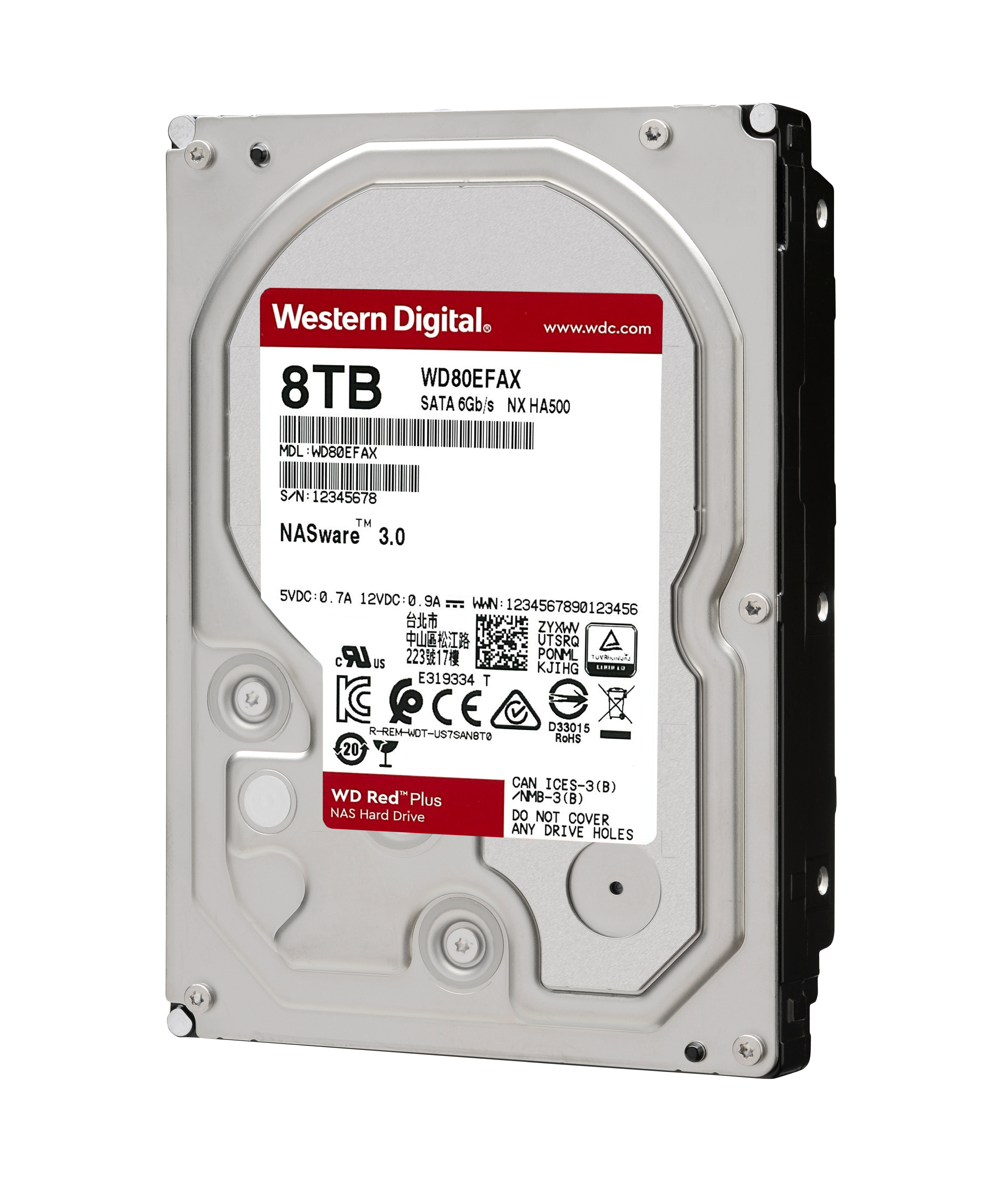 WD Red™ Plus Festplatte Bulk, 8 TB HDD SATA 6 Gbps, 3,5 Zoll, intern