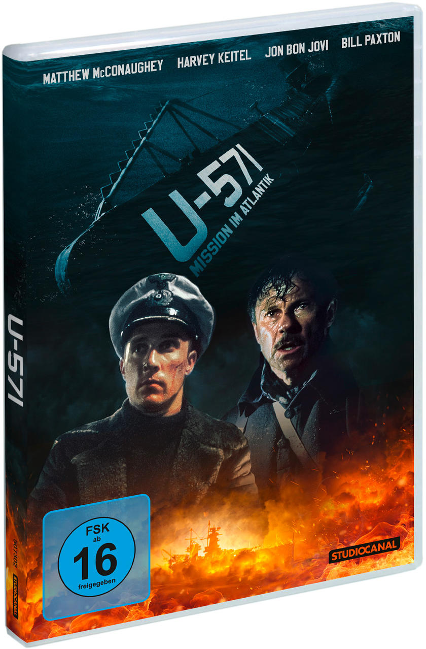 DVD-Cover: U-571, U-Boot und Schauspieler, ein Kriegsfilm mit einem U-Boot.