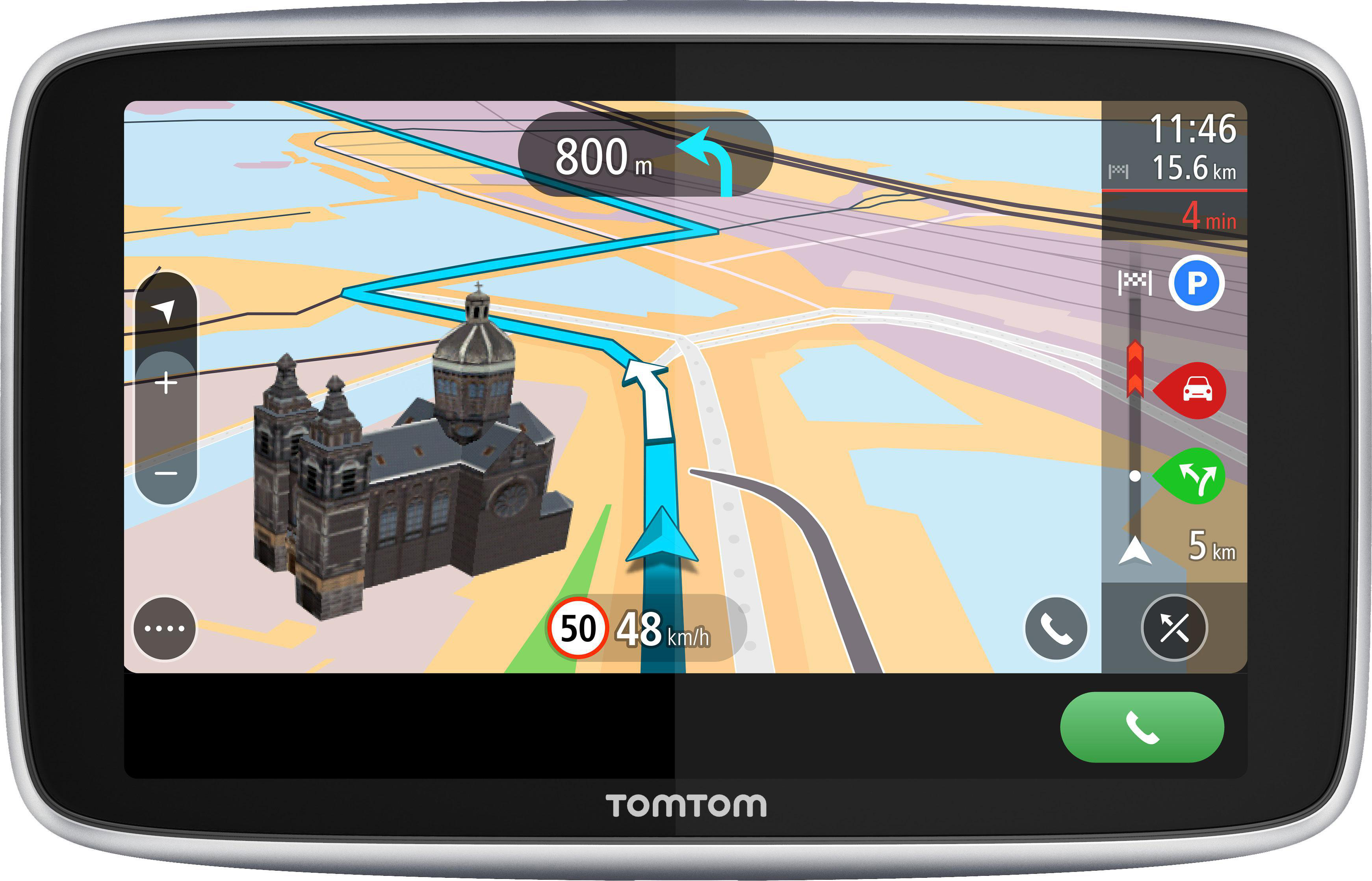 TomTom Navigationsgerät GO Premium (6 TomTom Updates hochwertige Freisprechen, über Traffic, Halterung) dank Welt, Zoll, Karten-Updates Wi-Fi, Stauvermeidung