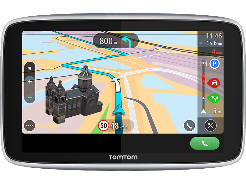 TomTom Navigationsgerät GO Premium (6 Zoll, Stauvermeidung dank TomTom Traffic, Karten-Updates Welt, Updates über Wi-Fi, Freisprechen, hochwertige Halterung) | PKW- & LKW-Navigation