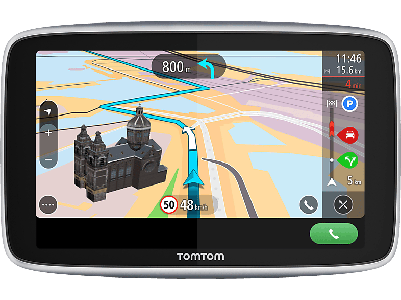 TomTom Traffic, über TomTom Stauvermeidung Halterung) GO hochwertige Freisprechen, Karten-Updates (6 Premium Wi-Fi, dank Updates Zoll, Navigationsgerät Welt,