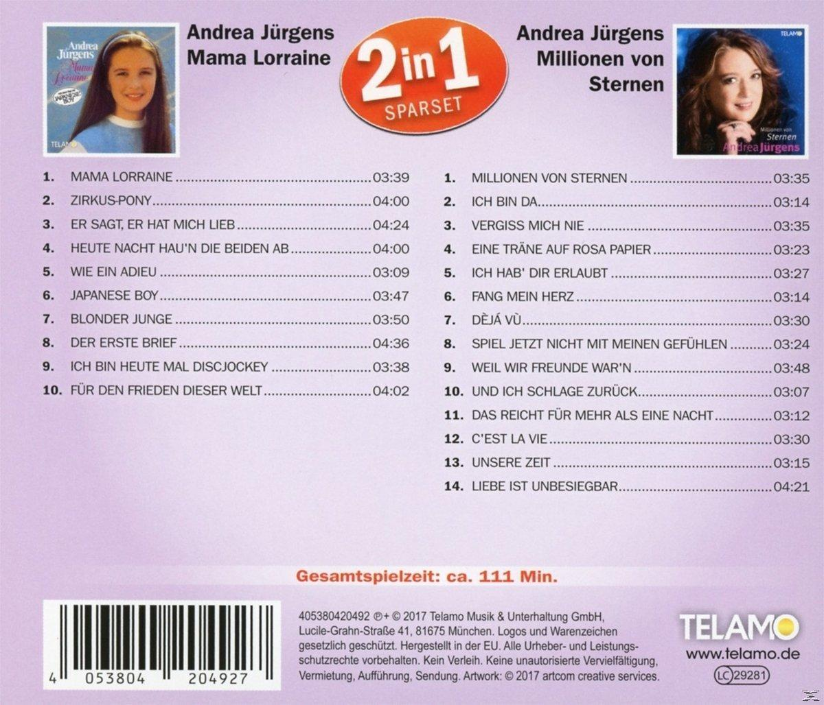 CD-Cover von Andrea Jürgens mit Albumdetails und Titellisten auf Deutsch.