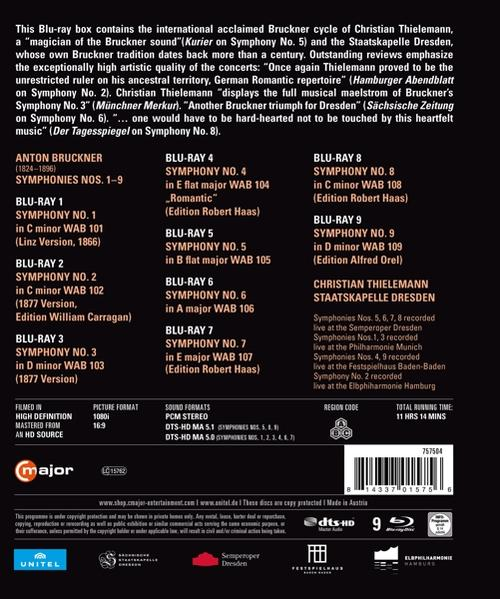 Blu-ray-Hülle mit Text über Bruckners Symphonien auf der Rückseite.