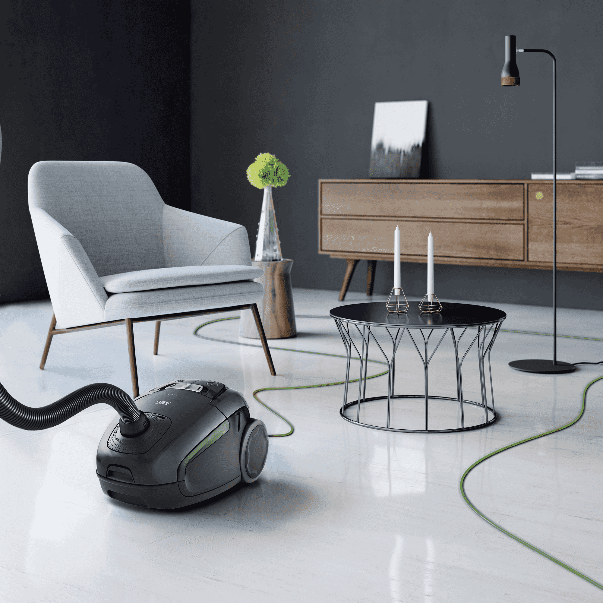 AEG VX8-2-ÖKO Bodenstaubsauger mit Beutel (64 dB(A), maximale Leistung: 600 Watt, Schwarz)