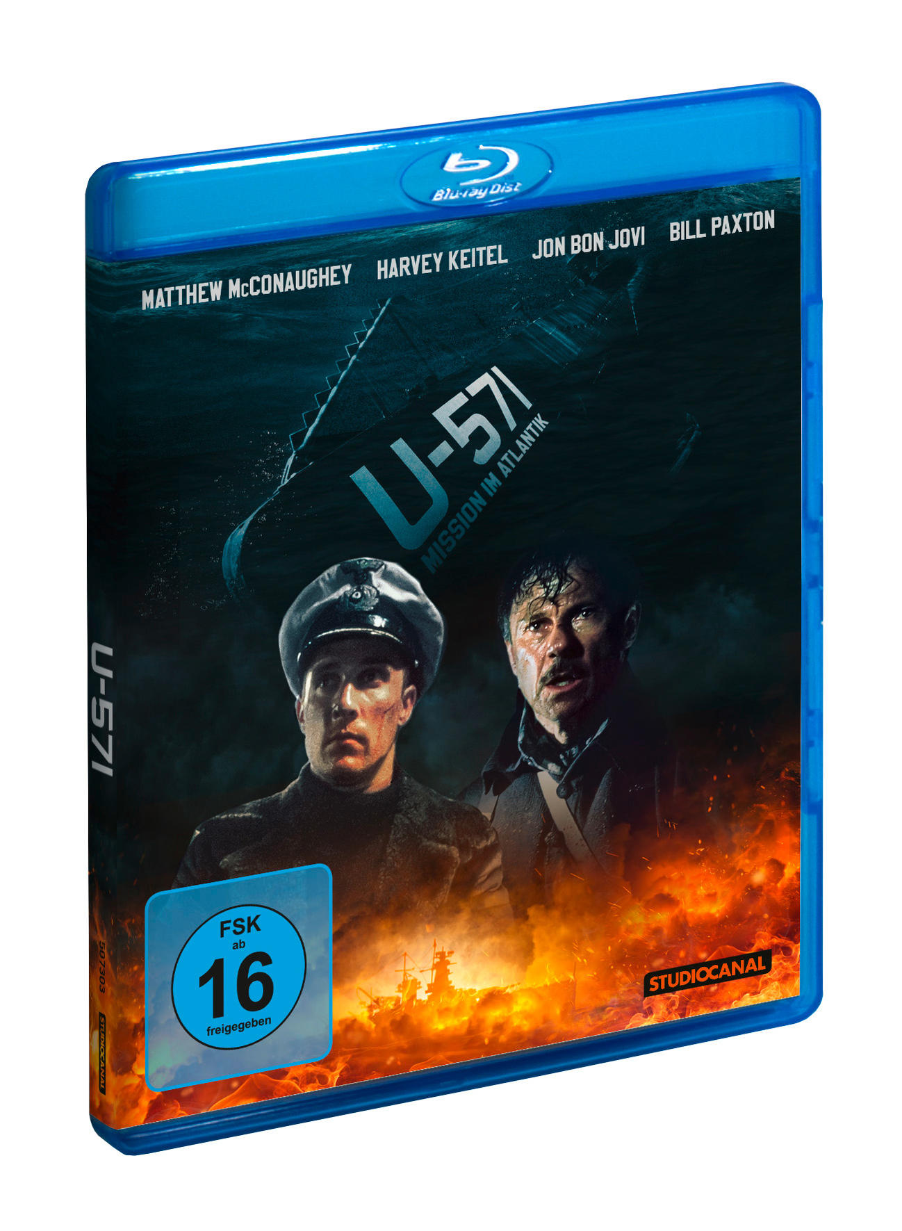 Eine U-571 Blu-ray-Hülle mit einem Filmplakat ist sichtbar.