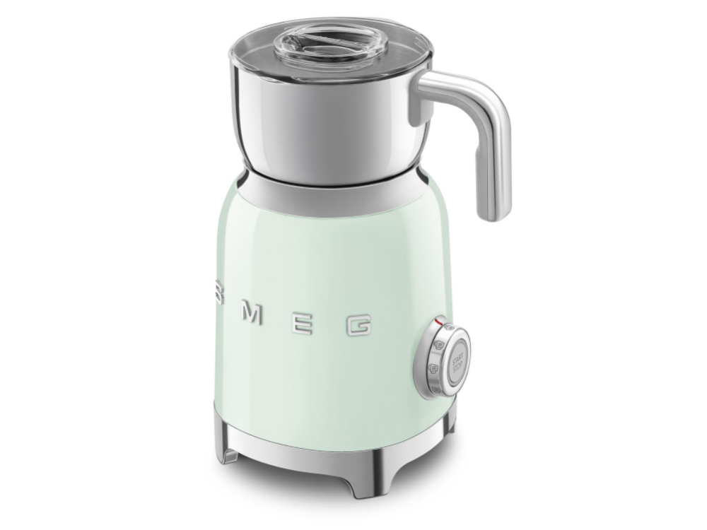 Espumador de leche - Smeg MFF01PGEU, 500 W, 6 Programas, Tritan™, En frío o caliente, Verde
