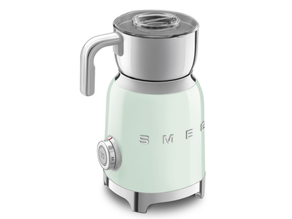 Espumador de leche - Smeg MFF01PGEU, 500 W, 6 Programas, Tritan™, En frío o caliente, Verde