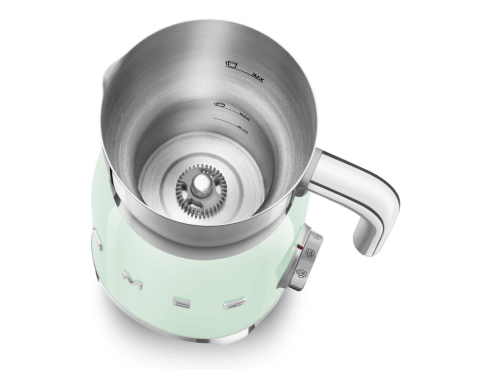 Espumador de leche - Smeg MFF01PGEU, 500 W, 6 Programas, Tritan™, En frío o caliente, Verde