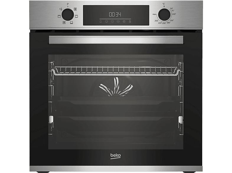 Horno Multifunción - Beko BBIS13300XMSE, 60 cm, Vapor, Cristal Negro