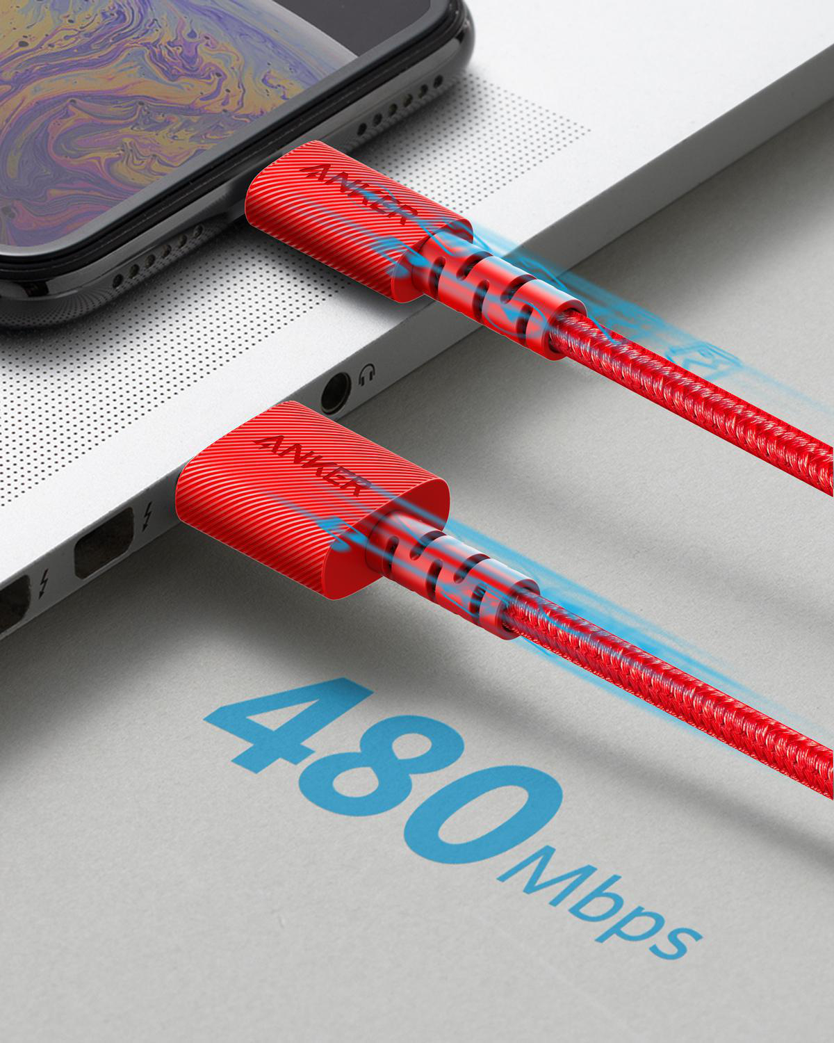 ANKER A8013H91, Kabel, 1,8 m, Rot