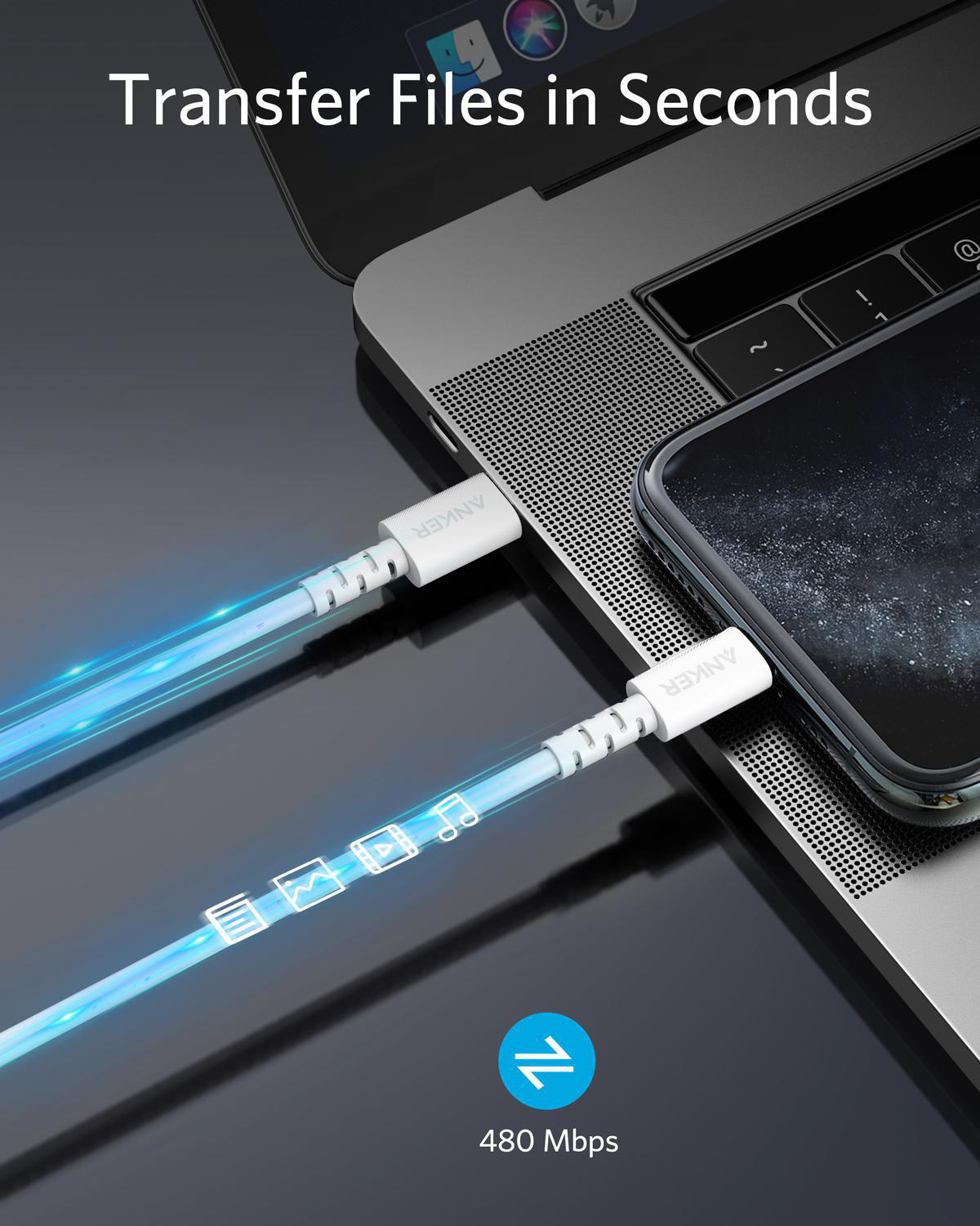 ANKER A8613G21, Kabel, 1,8 m, Weiß