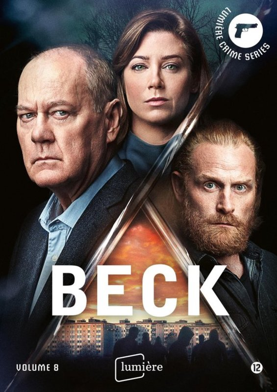 Pochette de DVD avec trois personnes devant un immeuble. Le titre 'BECK' est affiché. Série policière.