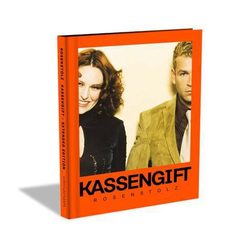 Buchcover: Oranges Buch mit einer lächelnden Frau und einem Mann. Titel: 'Kassengift'.