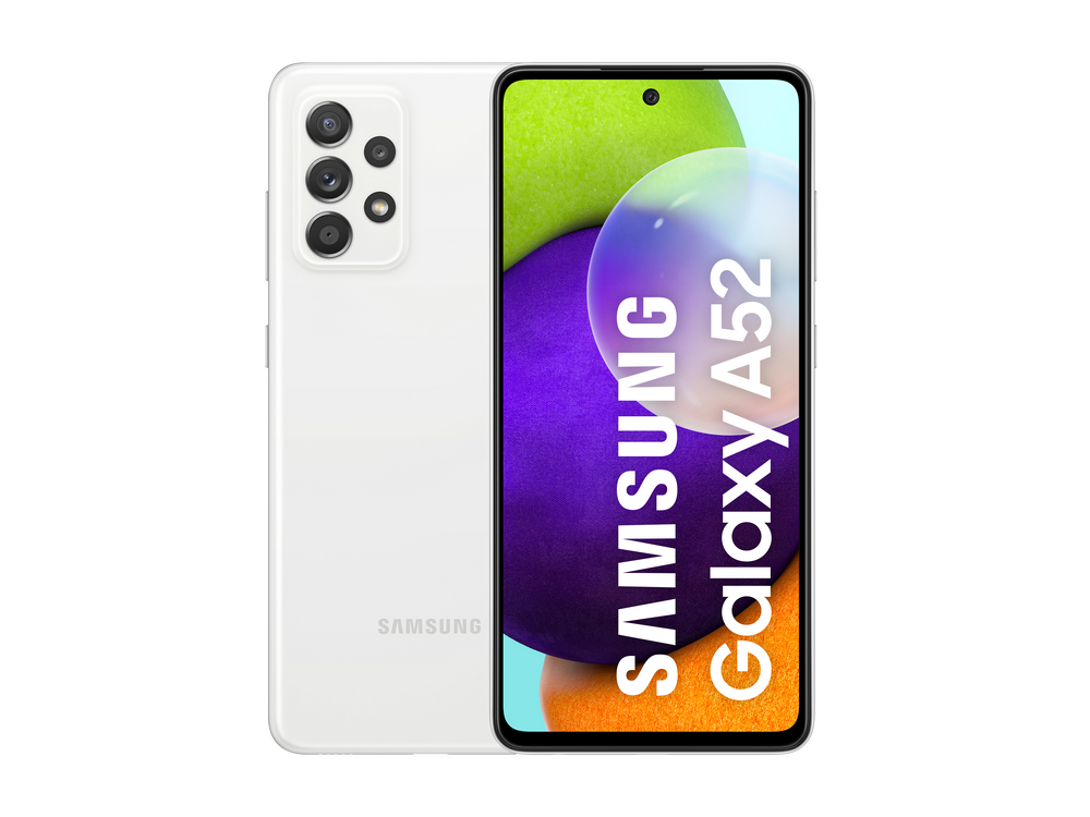 Móvil - Samsung Galaxy A52, Blanco, 128 GB, 6 GB RAM, 6.5" Full HD+, SDM720G Octa-Core, 4500 mAh, Android 11