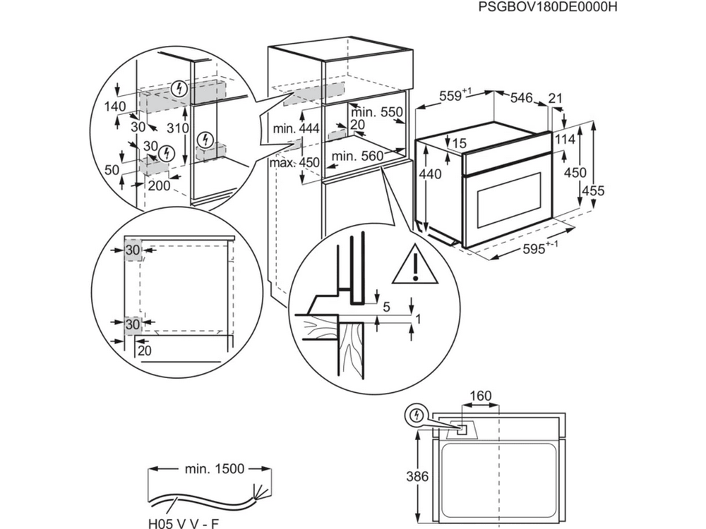 Horno - Zanussi ZVENN5X1, Multifunción, 43 l, 3000W, Encastrable, Esmalte fácil de limpiar, 60 cm, Inox