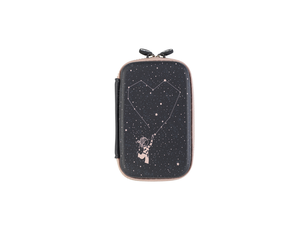 Estuche Azul Marino con diseño de estrellas rosas la negro funda disco duro 2.5 universal