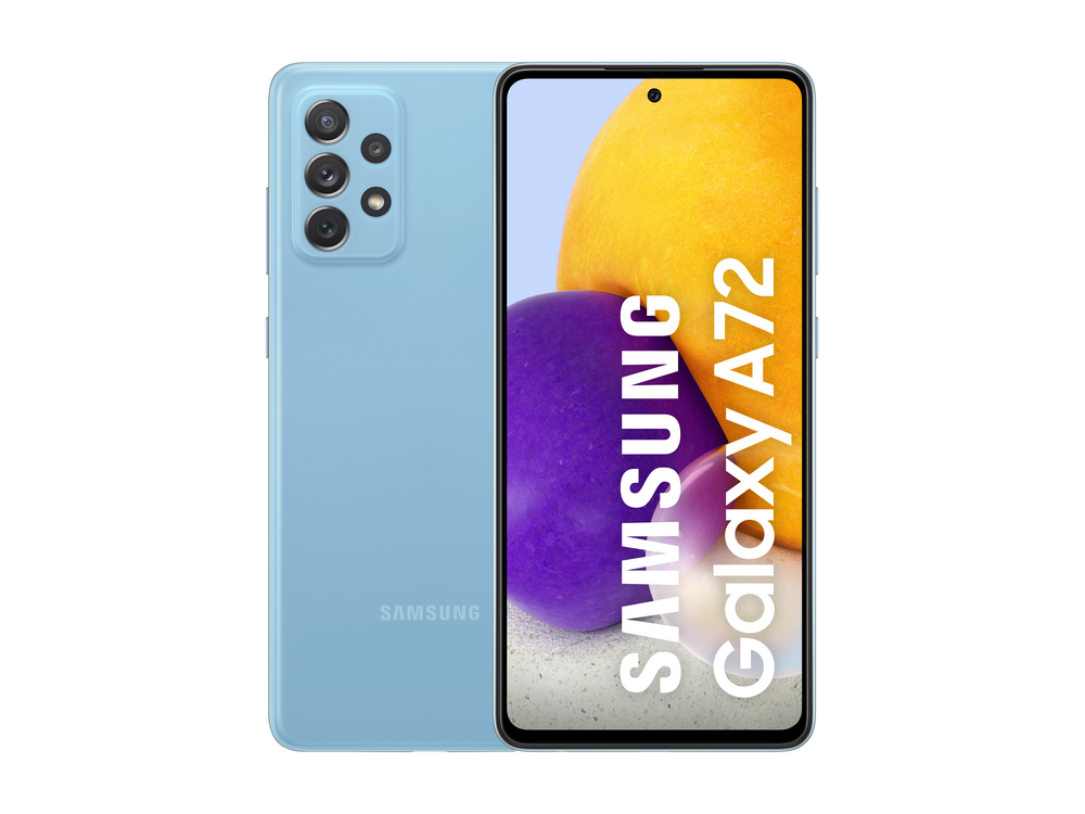 Móvil - Samsung Galaxy A72, Azul, 256 GB, 8 GB RAM, 6.7" Full HD+, Octa-core, 5000 mAh, Android 11