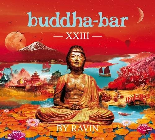 Statue de Bouddha avec un lac et des montagnes en arrière-plan, titre Buddha-Bar.