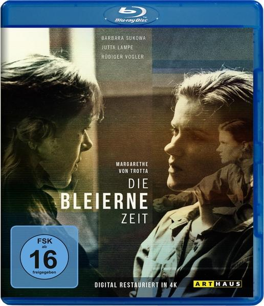 Filmtitel Die Bleierne Zeit. Zwei Frauengesichter. FSK 16-Zeichen.