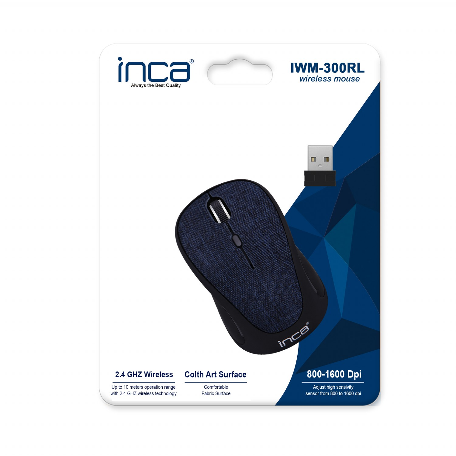 INCA IWM-300RL Kumaş Yüzey 7 Wireless Kablosuz Mouse Lacivert/Siyah