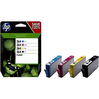 Cartucho de tinta - HP 364 Combo 4 Pack,  Negro/Cian/Magenta/Amarillo, N9J73AE