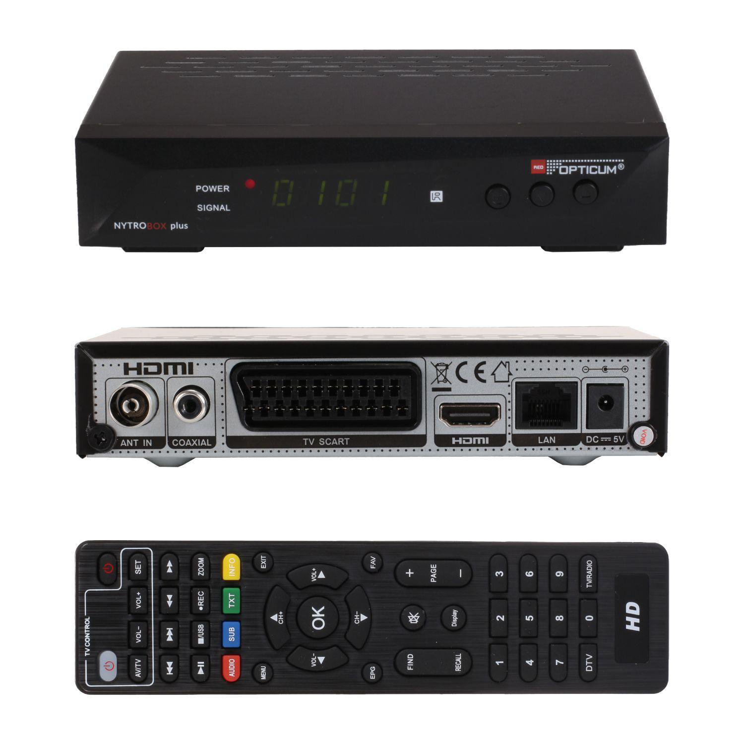 OPTICUM RED NYTRO BOX PLUS Receiver (HDTV, DVB-T2 HD, DVB-C, Schwarz)