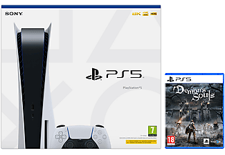 Consola - Sony PS5, 825 GB, 4K, HDR, Blanco + PS5 Demon's Souls Remake