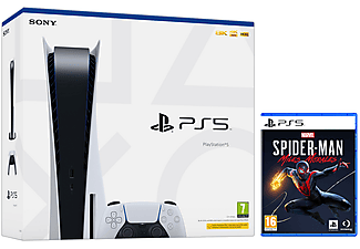 Consola - Sony PS5, 825 GB, 4K, HDR, Blanco + PS5 Marvel's Spider-Man: Miles Morales