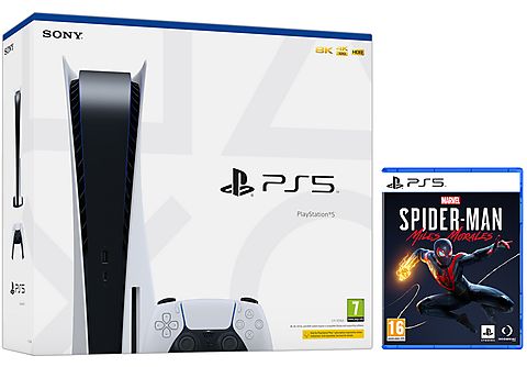 Consola - Sony PS5, 825 GB, 4K, HDR, Blanco + PS5 Marvel's Spider-Man: Miles Morales