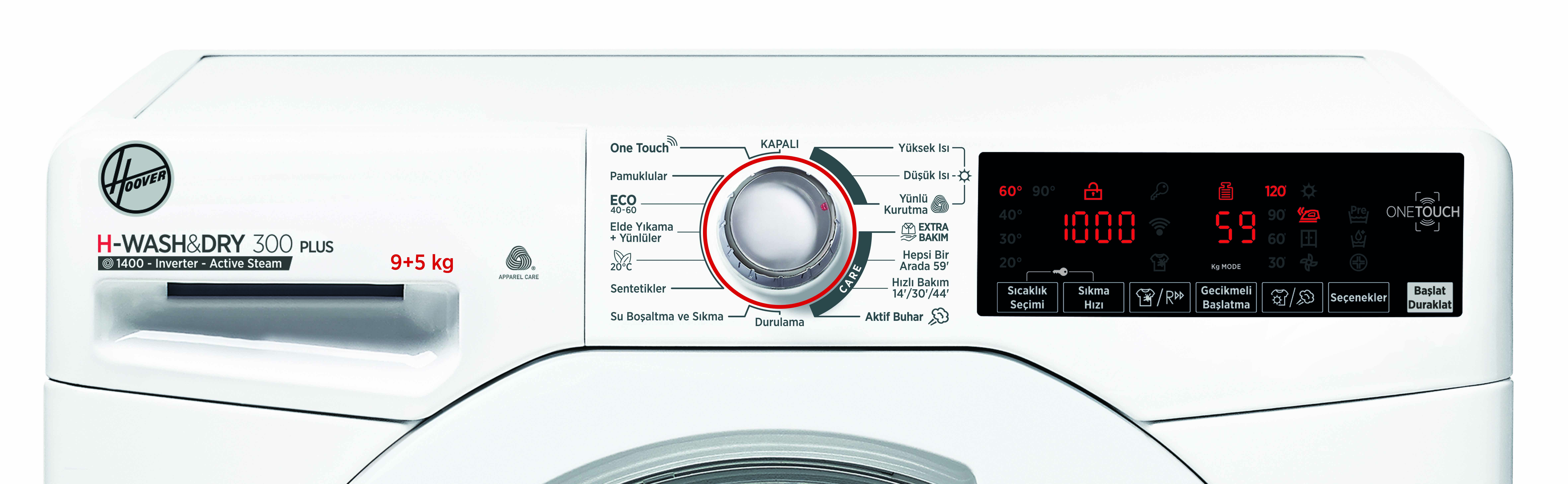 HOOVER H3DS 495TAME/1-17 A Enerji Sınıfı 9 Kg Yıkama 5 Kg Kurutma NFC Bağlantılı 1400Devir Kurutmalı Çamaşır Makinesi