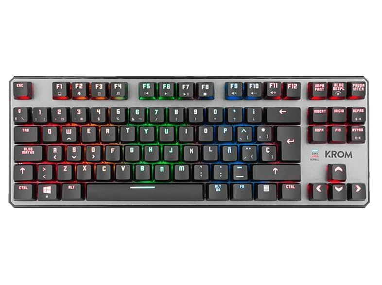 Krom Kernel Tkl usb negro teclado gaming nxkromkrnltkl mecanico sin numerico iluminacion led rgb silencioso layout español compacto switch red tklmecanretroilusb idioma