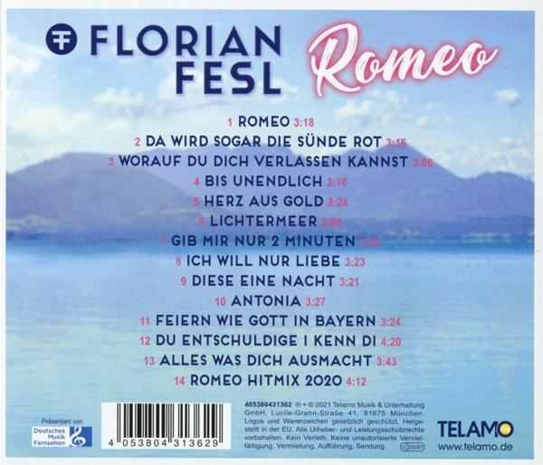 Ein CD-Case mit dem Titel FLORIAN FESTL Romeo auf blauem Hintergrund.