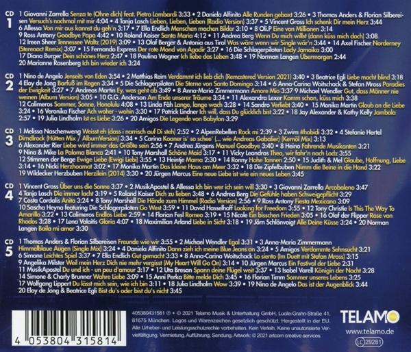 CD-Cover mit Titelliste. Text auf Deutsch. Album-Art im Hintergrund.
