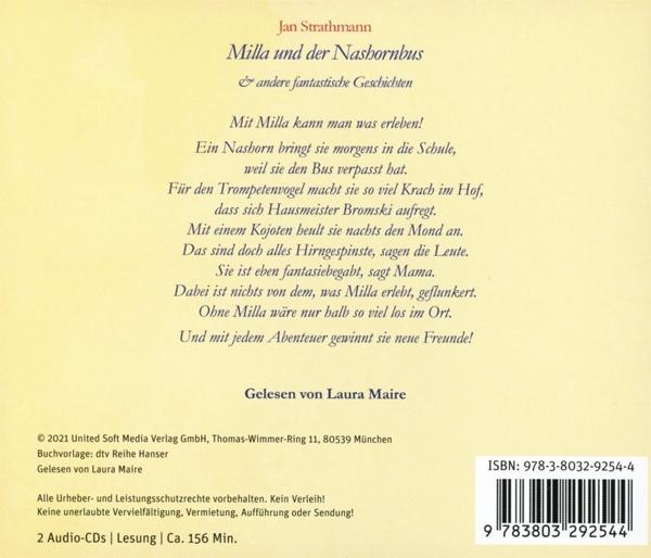 Jan Strathmann - Milla (2 (CD) - Nashornbus Audiocds) Und Der