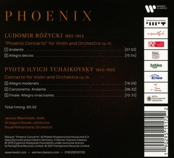Rückseite der CD-Hülle. Text über eine musikalische Komposition, Komponistennamen und Logos sind sichtbar.