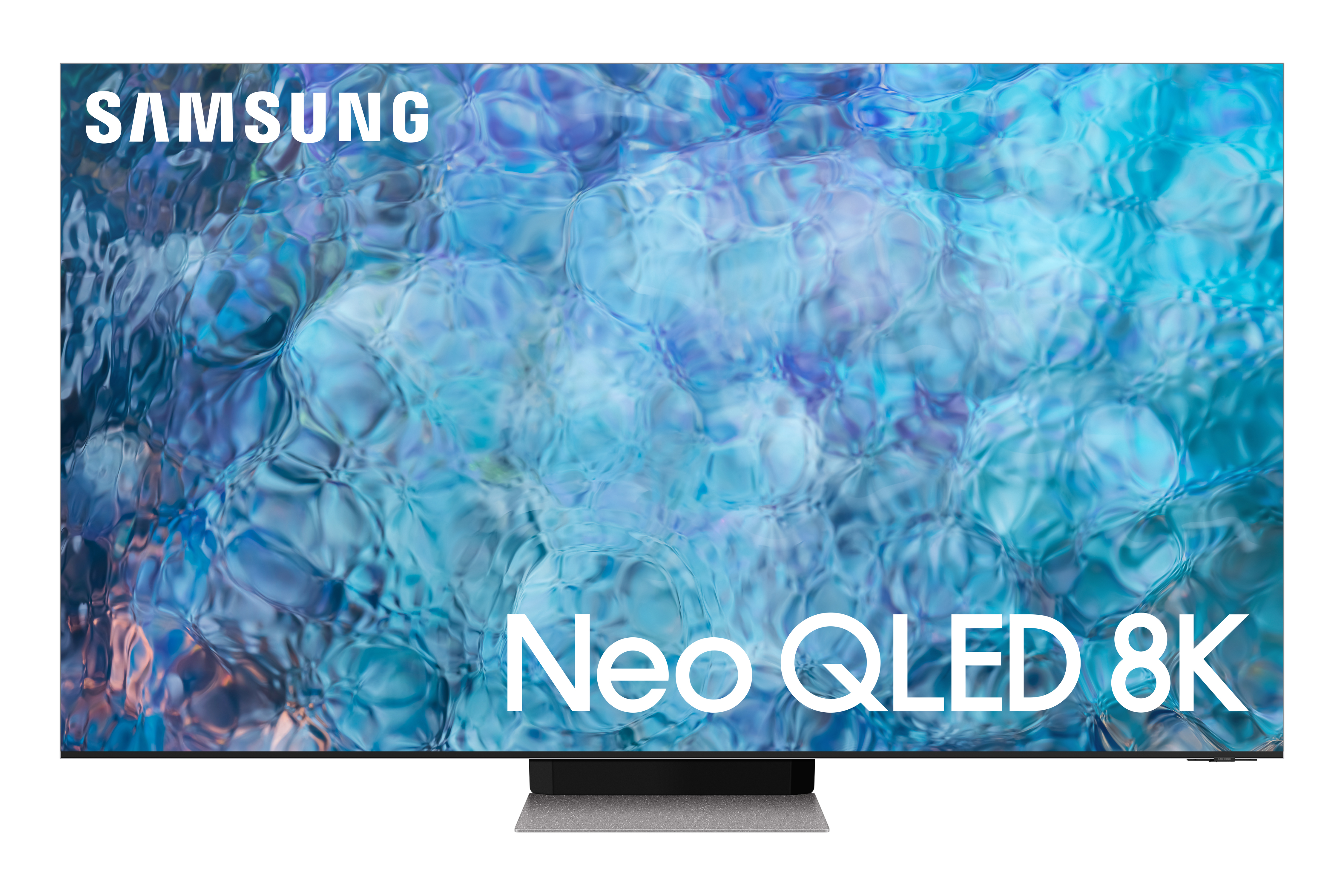 Samsung Neo QLED 8K Fernseher. Vorderansicht des Fernsehers.