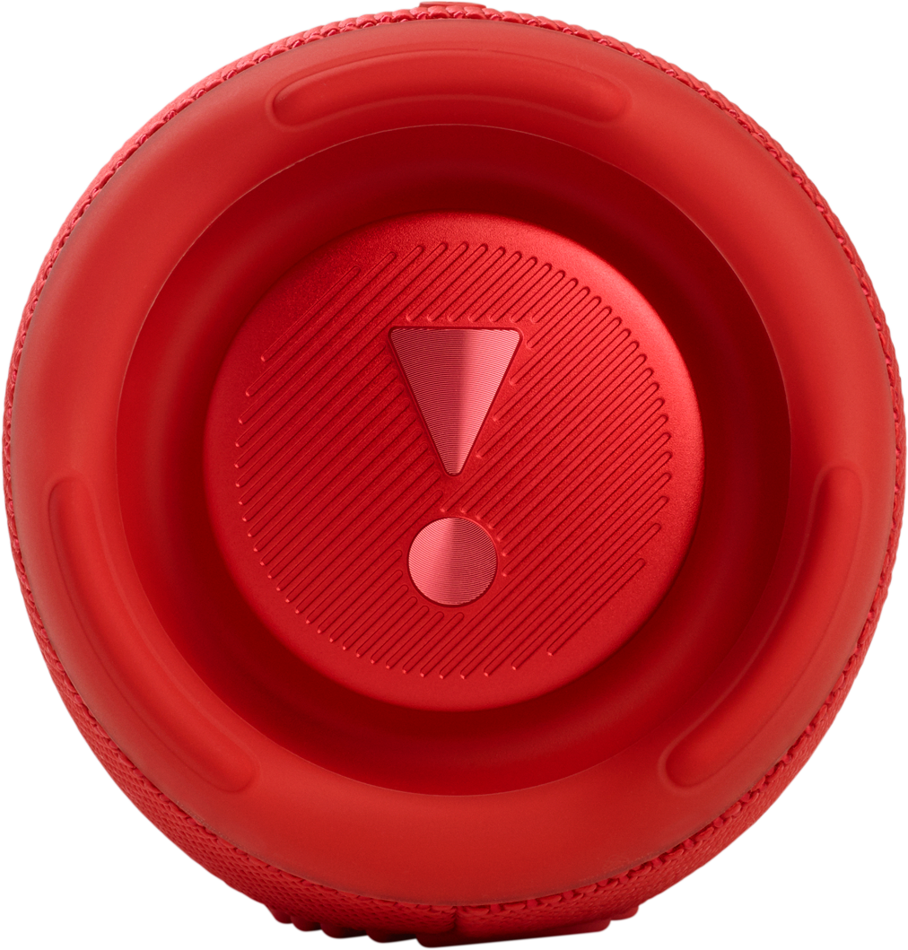 Red speaker with an exclamation point on its surface, black background. 